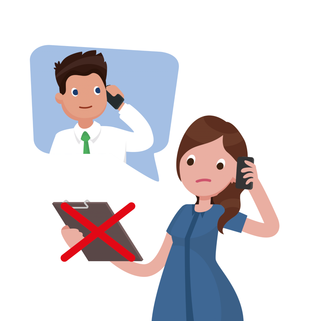 Illustratie van een collega die iets is vergeten en dit meldt aan een andere collega.