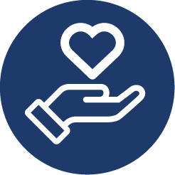 Illustratie van een hand met daarboven een symbool van een hart.